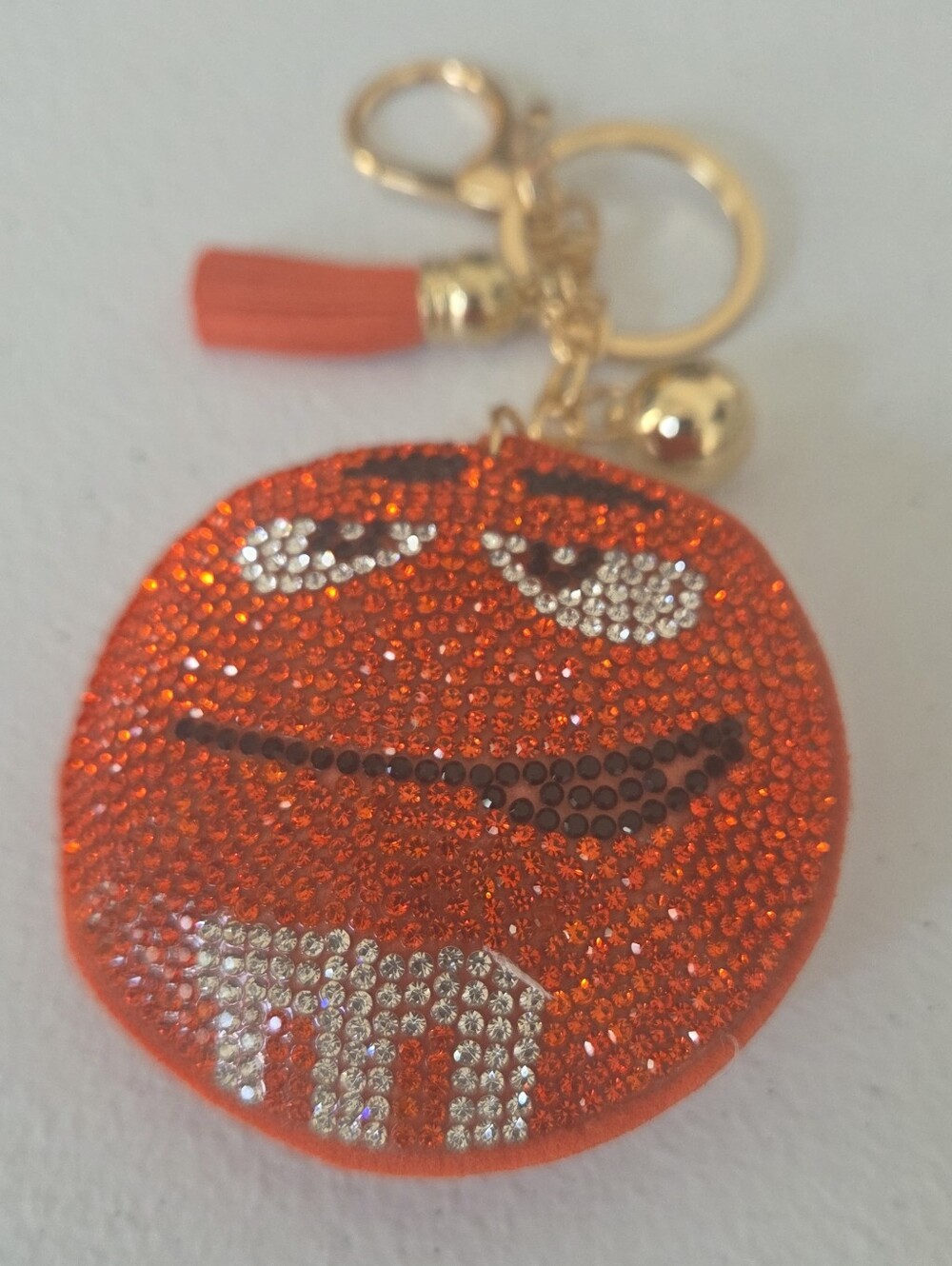 Orange Crystal Emoji M&M-Inspired Keychain Charm NIP - Picture 5 of 5